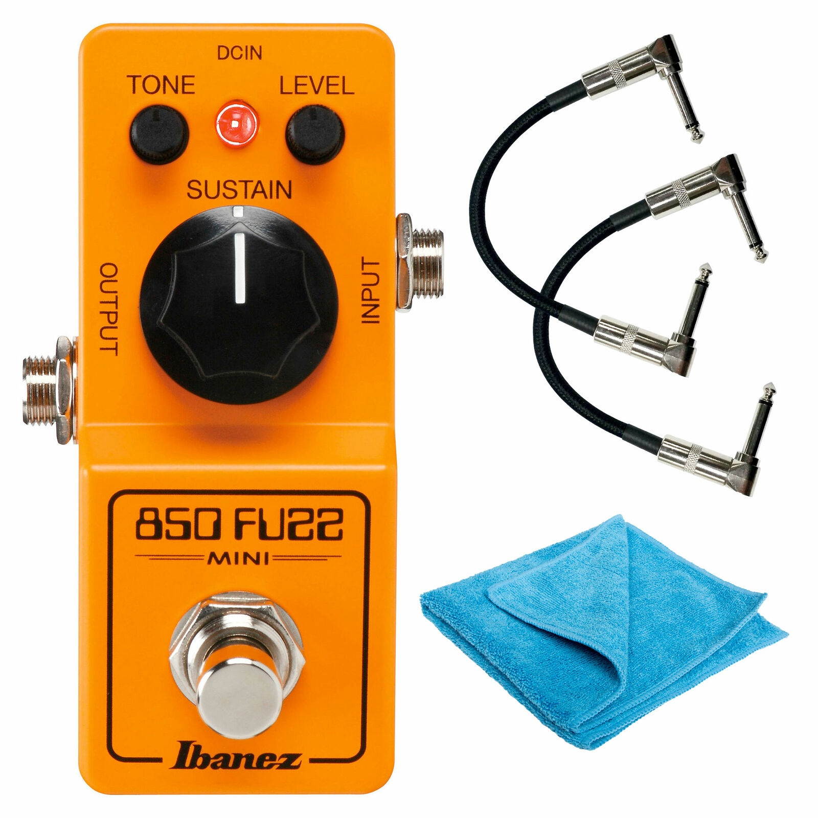 Ibanez 850 Fuzz FZ Mini Fuzz Pedal Made in Japan with 2 Patch Cables and Cloth