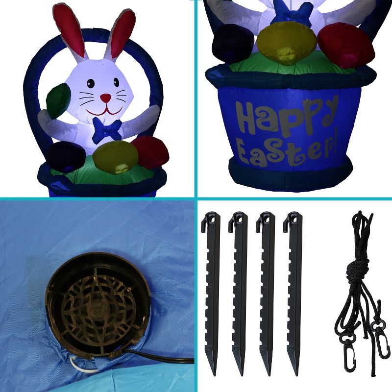 Northlight Easter 4' Inflatable Prelit Bunny Driving an Egg Car Outdoor Decoration - White/Pink