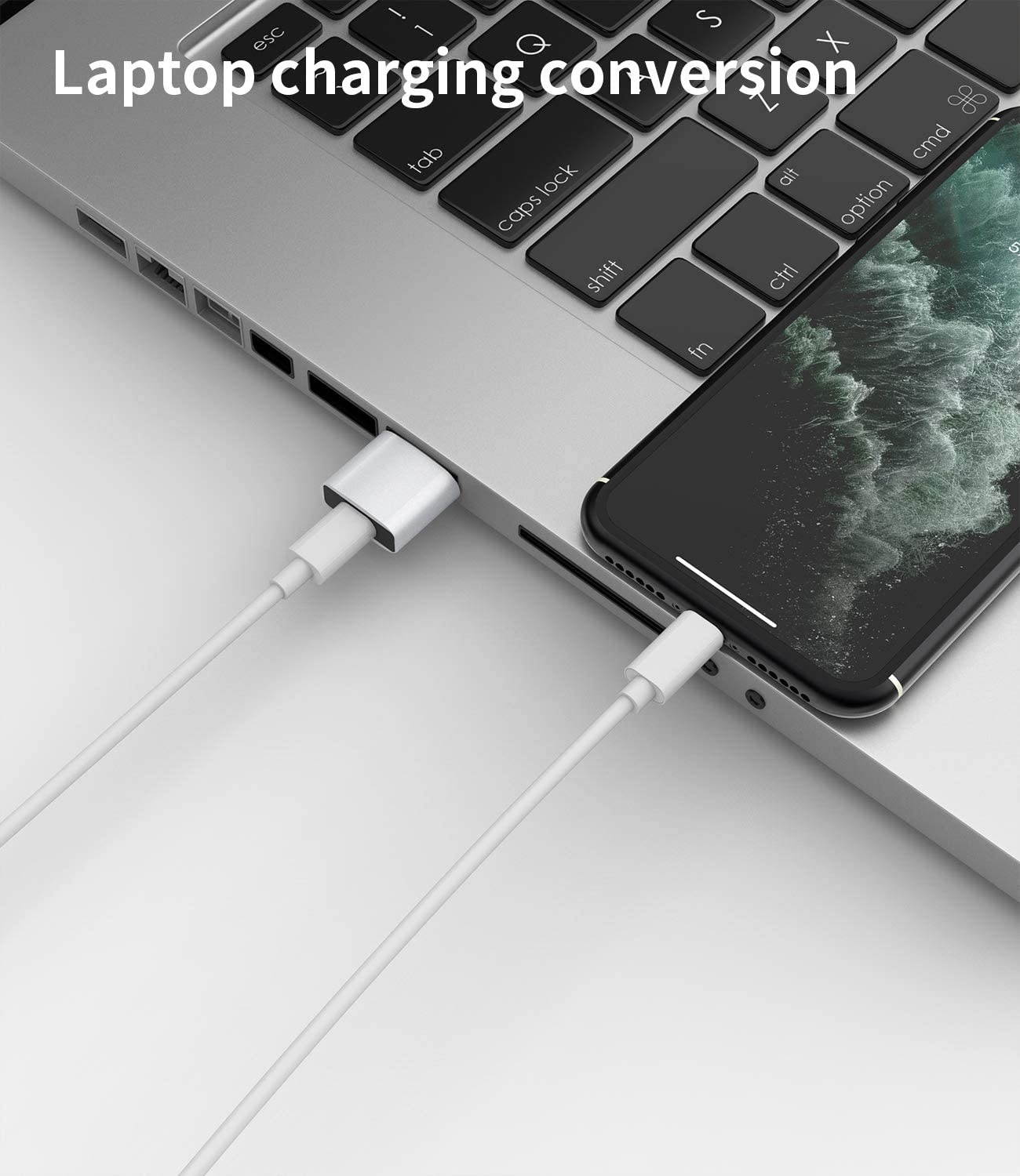 4 Pack)USB C Female to Male Adapter Type A Charger Cable for iPhone 11 12 Mini Pro Max Airpods iPad air4 Samsung Galaxy Note 10 S20 Plus FE Ultra A71 5G S21 Converter PC Computers Power Banks Charging