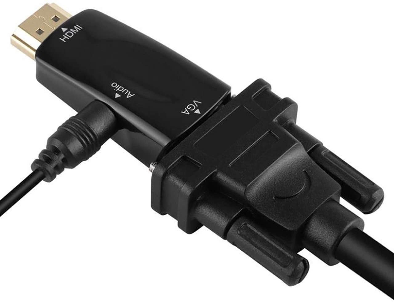 HDMI to VGA 1080P HDMI Male to VGA Female Video Converter Adapter with Audio for PC Laptop HDTV Projectors and Other HDMI Input Devices (Black)
