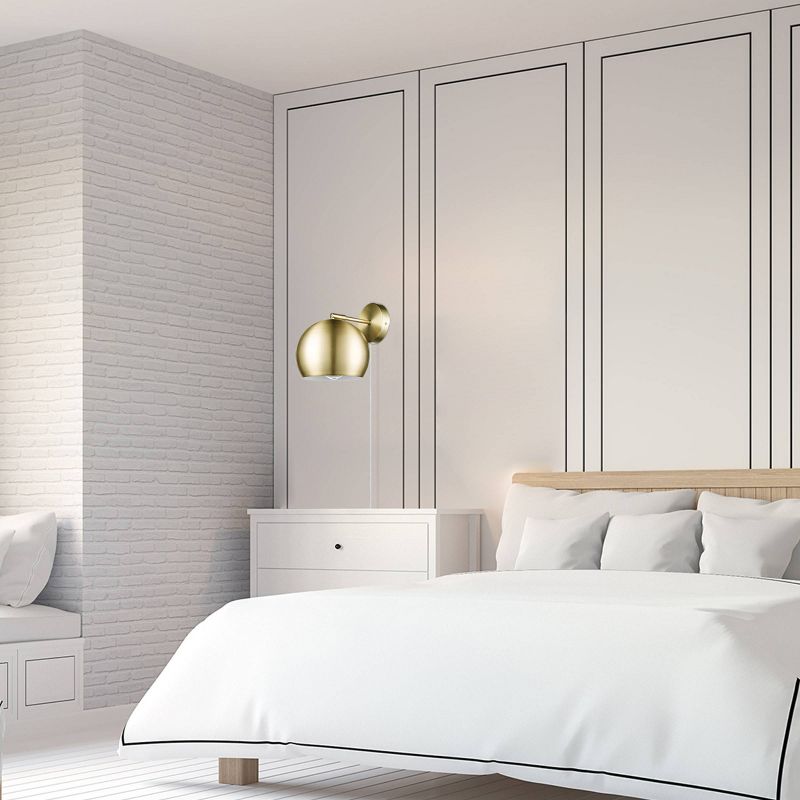 Willow 1-Light Plug-in or Hardwire Matte Brass Wall Sconce - Novogratz x Globe