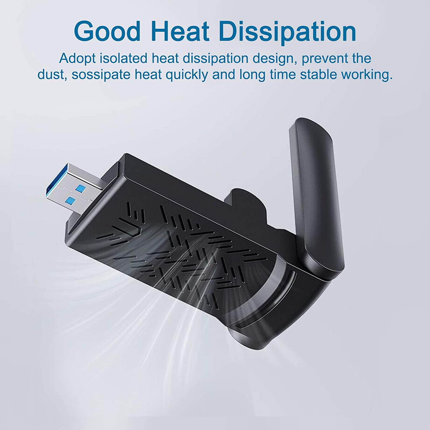 USB WiFi Adapter 1200Mbps Wireless Internet Adapter USB 3.0 WiFi Dongle for PC 802.11AC with 3dBi High Gain Antenna Support Linux Mac OS 10.9~10.15 Windows 10/8.1/8/7/ XP System, Easy to Use