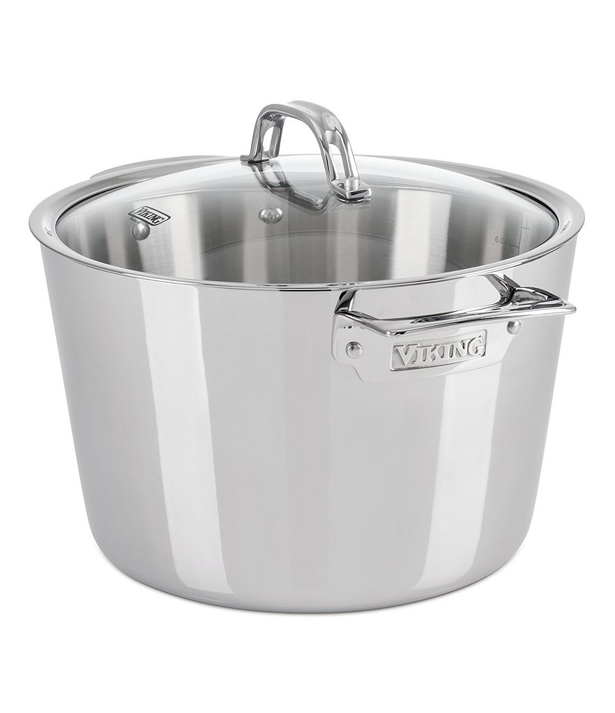 Viking Contemporary 3-Ply Stainless Steel 8.0-Quart Stock Pot with Lid