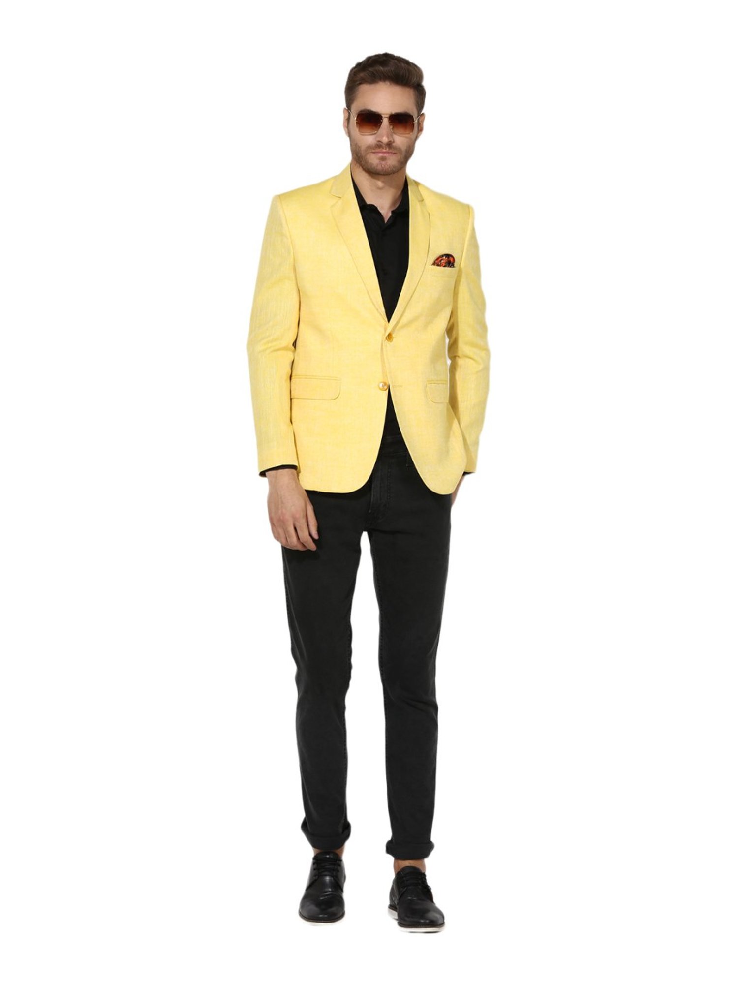 Hang up Yellow Linen Regular Fit Blazer