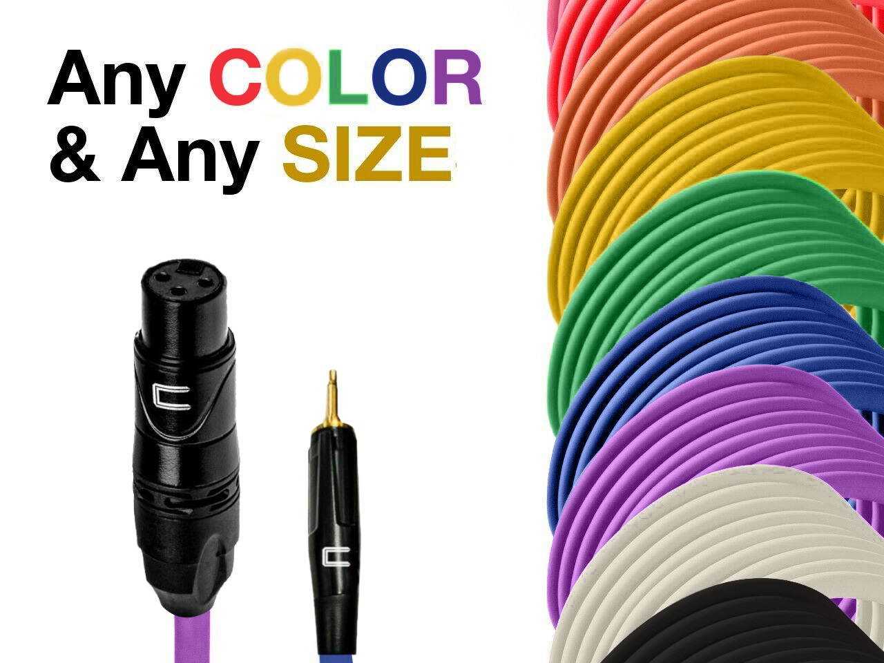 3-Pin XLR Female to 3.5 mm TS Male Unbalanced Mono Cable - Custom Length, Color