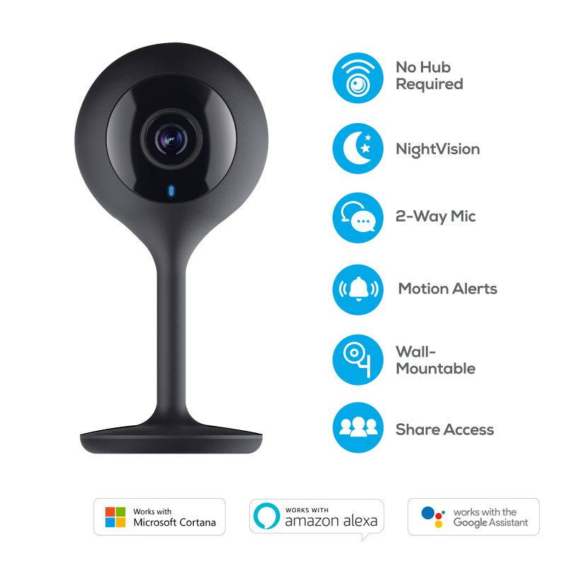 Geeni LOOK 1080p HD Smart Indoor Surveillance Camera for Home Security &ndash; No Hub Works with Amazon Alexa, Google Assistant & Microsoft Cortana, Requires 2.4 GHz Wi-Fi, 1 Pack, Black