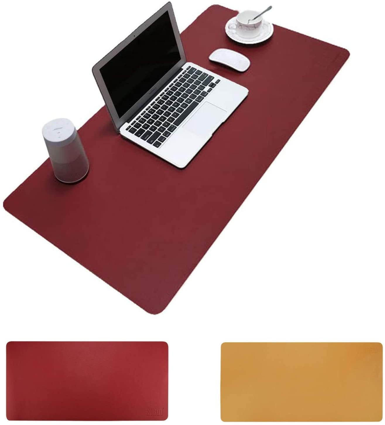 BUBM PU Leather Mouse Pad Mat Waterproof, Perfect Desk Writing Mat for Office and Home,Ultra Thin 2mm - 31.5"x15.8" (Wine red)
