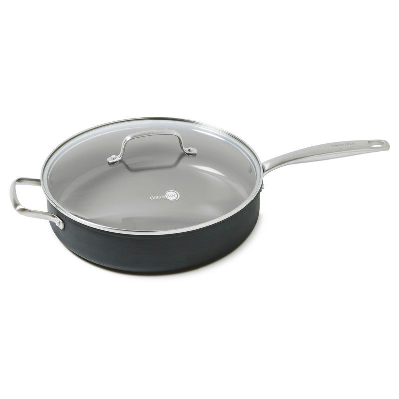 GreenPan Chatham Ceramic Non-Stick Covered Helper Handle Skillet 5qt Gray