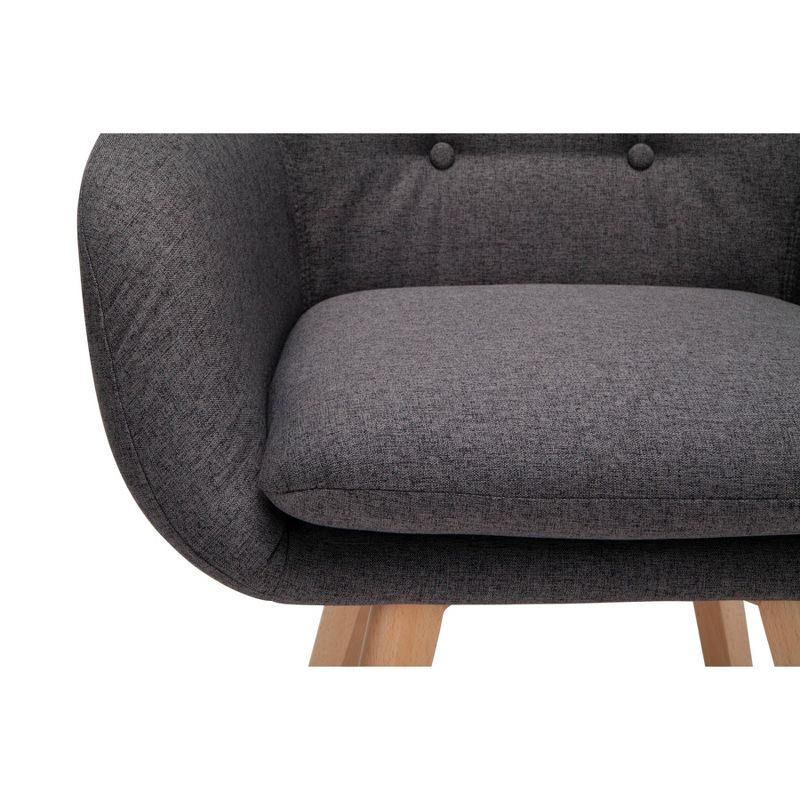 Set of 2 Tufted Fabric Mid-Century Modern Accent Chair with Arms Dining Chair Solid Beechwood Legs Dark Gray - OFM