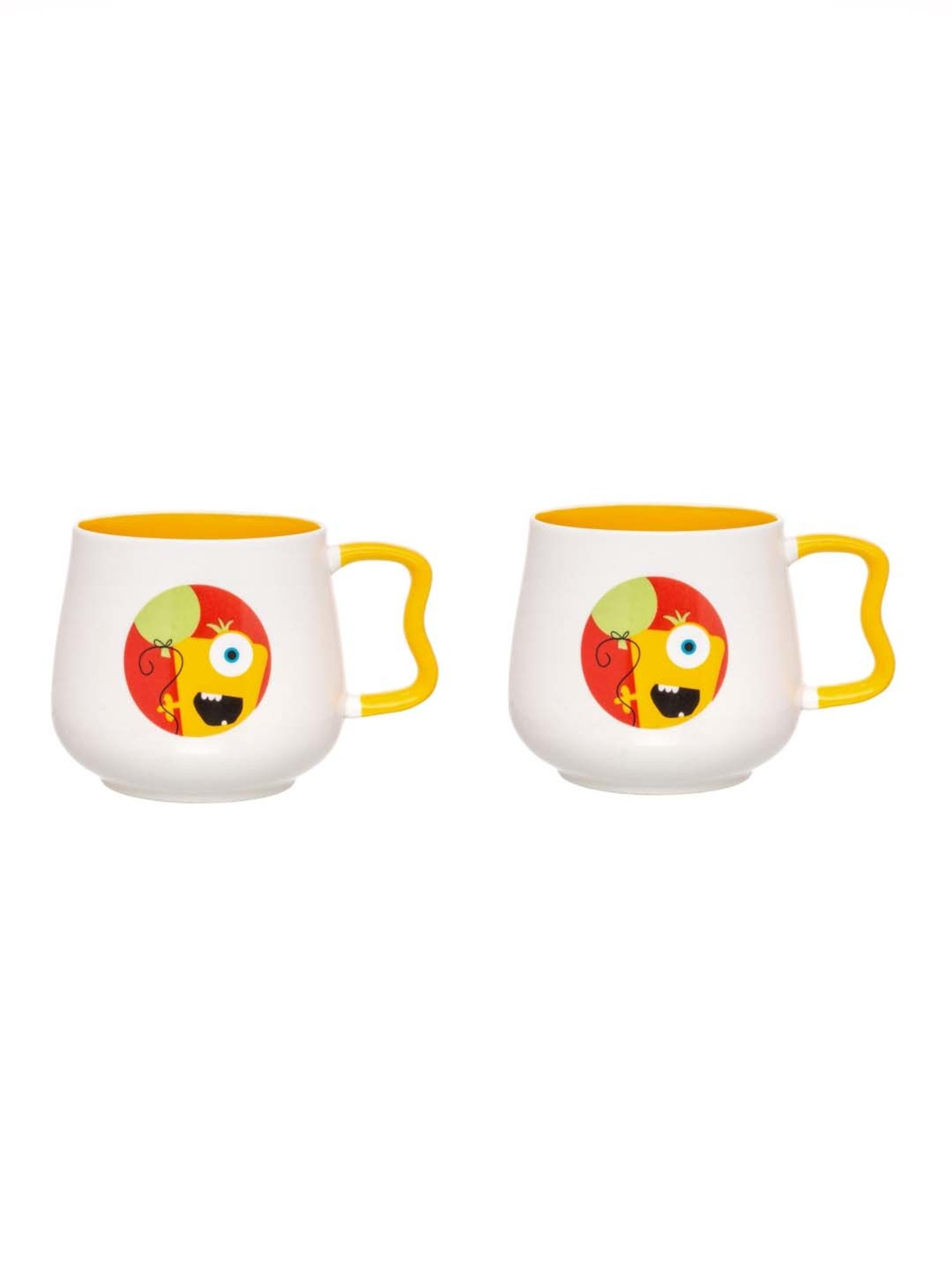 JCPL White & Yellow Ceramic 10.3 cm Milk Mug (0.33 L) - Set of 2