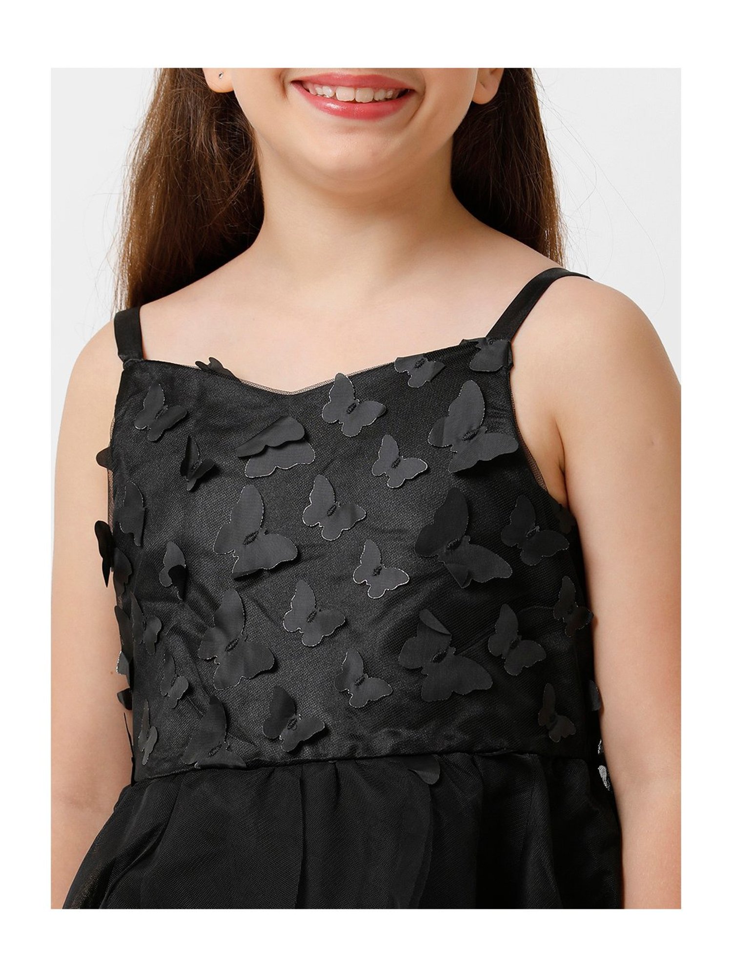 Kate & Oscar Kids Black Applique Dress