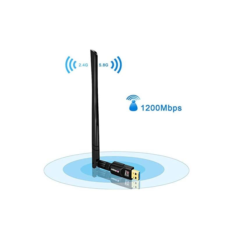 WiFi Adapter 1200Mbps30 Wireless Network WiFi Dongle with 5dBi External Antenna for PCDesktopLaptopMac Dual Band 24G5GSupport Windows 108817VistaXP2000 Mac1061015