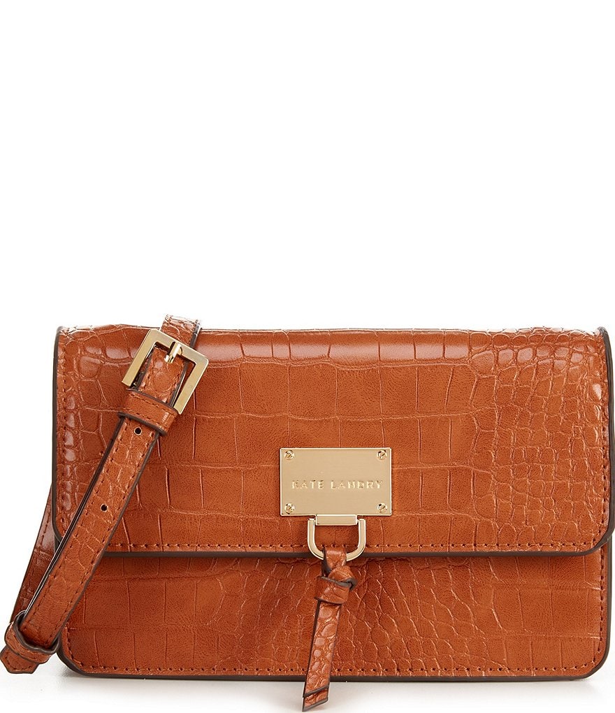 Kate Landry Croco Flap Crossbody Bag