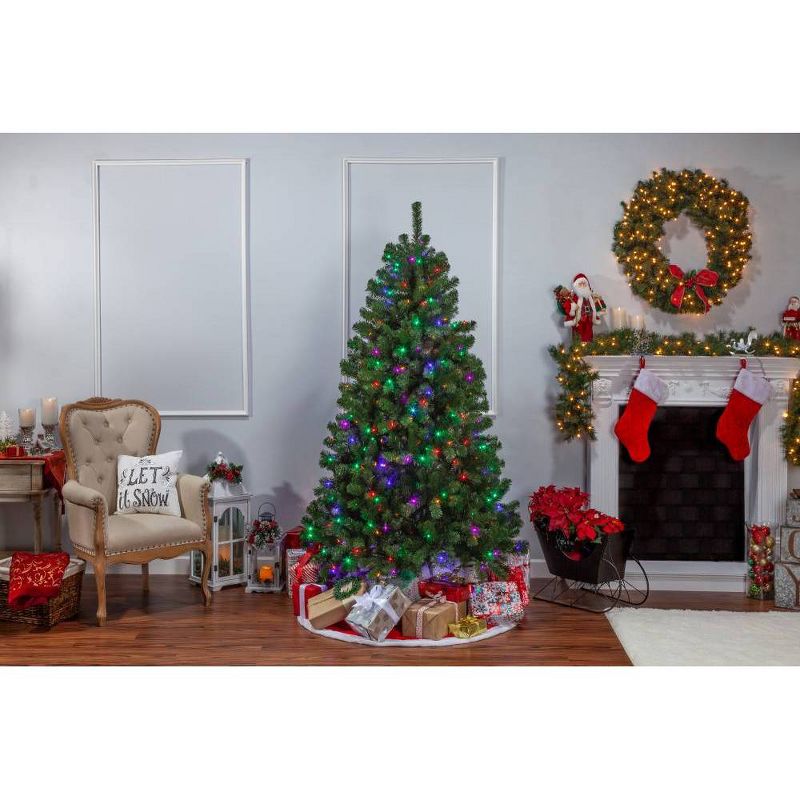 7ft Sterling Tree Company Pre-Lit Full Montana Pine with 400 Warm Multicolored LED lights Artificial Christmas Tree