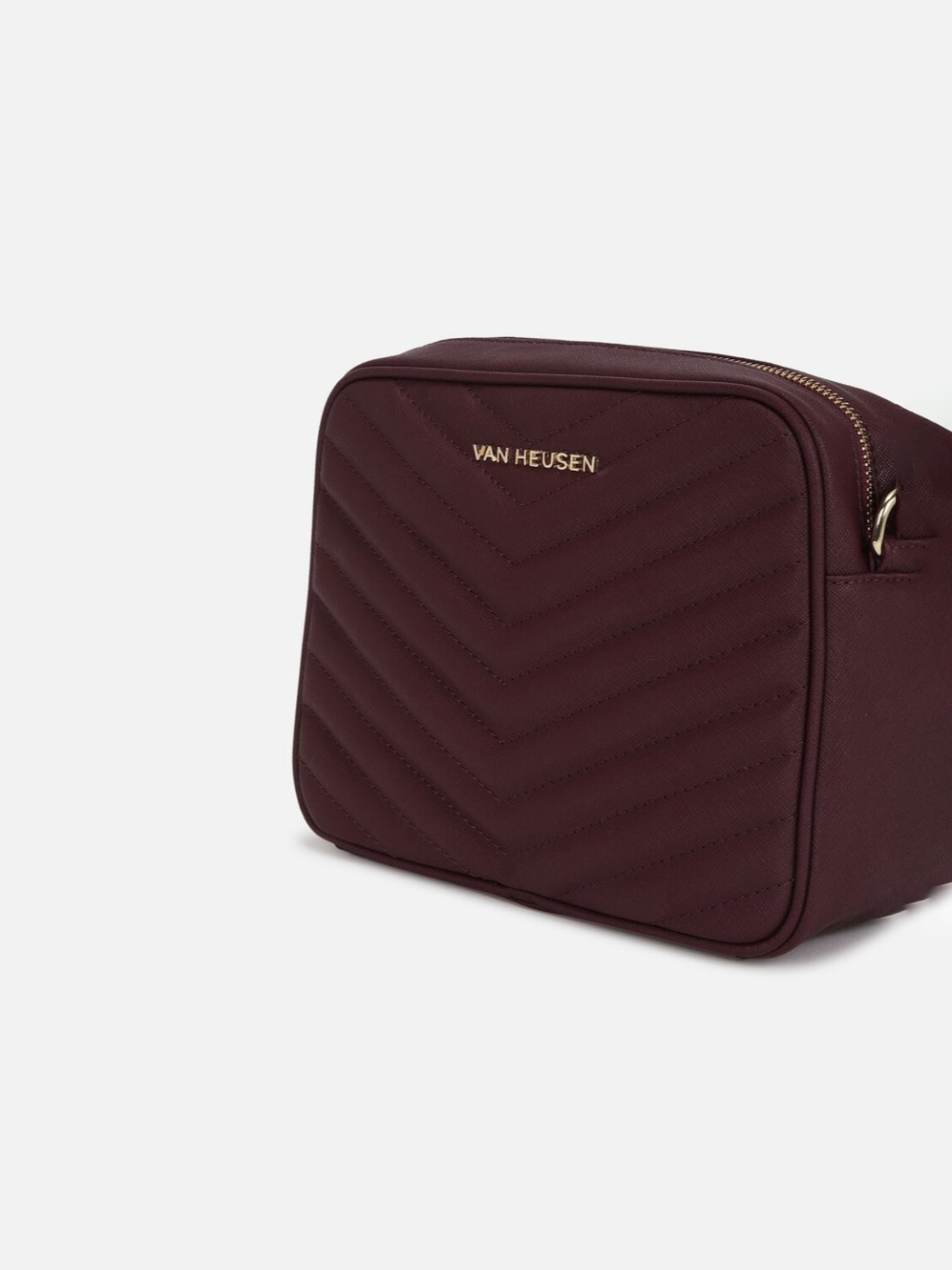 Van Heusen Wine Quilted Leather Cross Body Bag