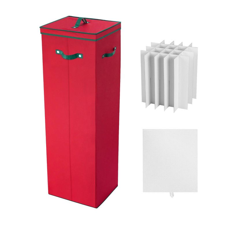 Elf Stor 40" Tall Wrapping Paper Storage Box with Lid Red