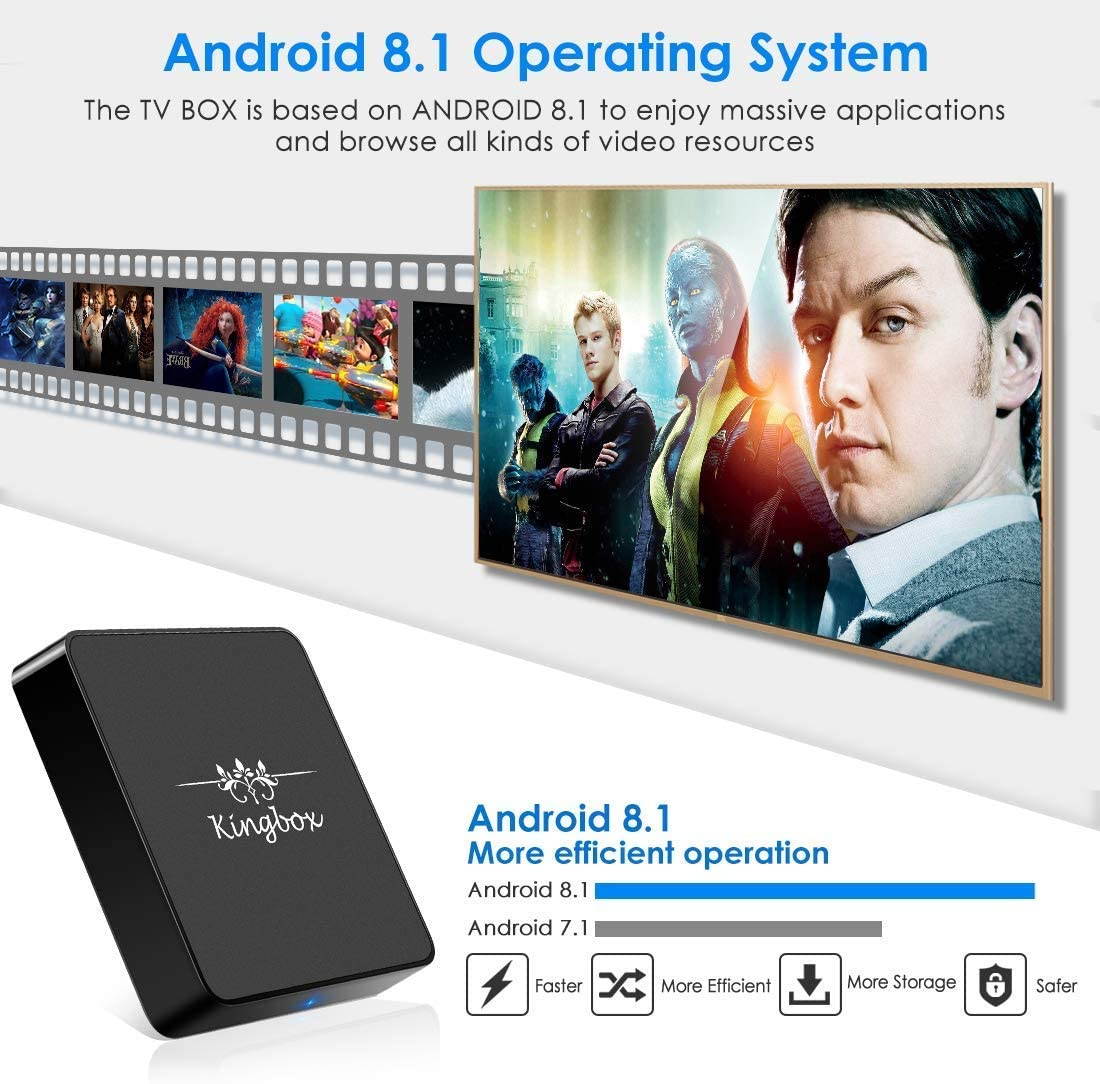 Kingbox Android 8.1 TV Box, Model-X TV Box 2GB RAM+16GB