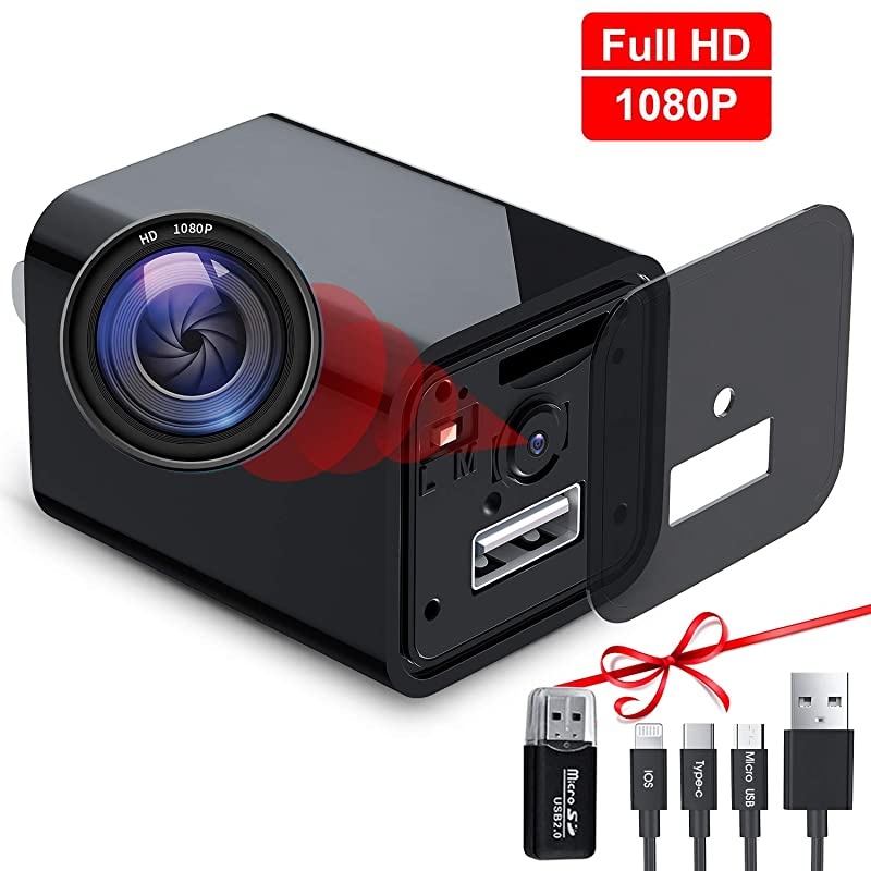 Camera Charger WiFi,USB Spy Camera Charger,Spy Cameras Wireless 1080P HD Live Streaming with App, Nanny Cam Motion Activated, with 32GB MicroSD Card Class 10