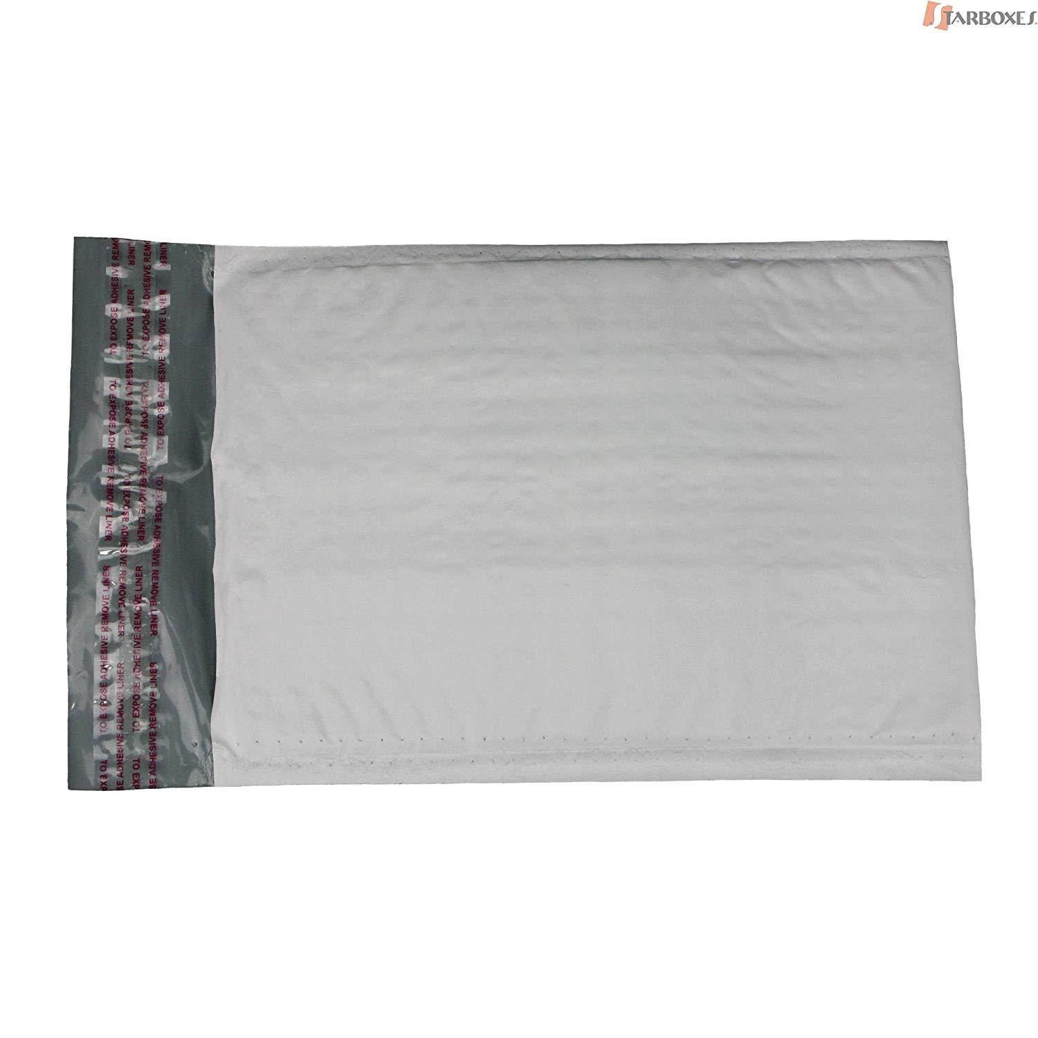 StarBoxes 50 Poly Bubble Mailer Bags 8.5x12" - #2 Pouches Envelopes White Self-Sealing