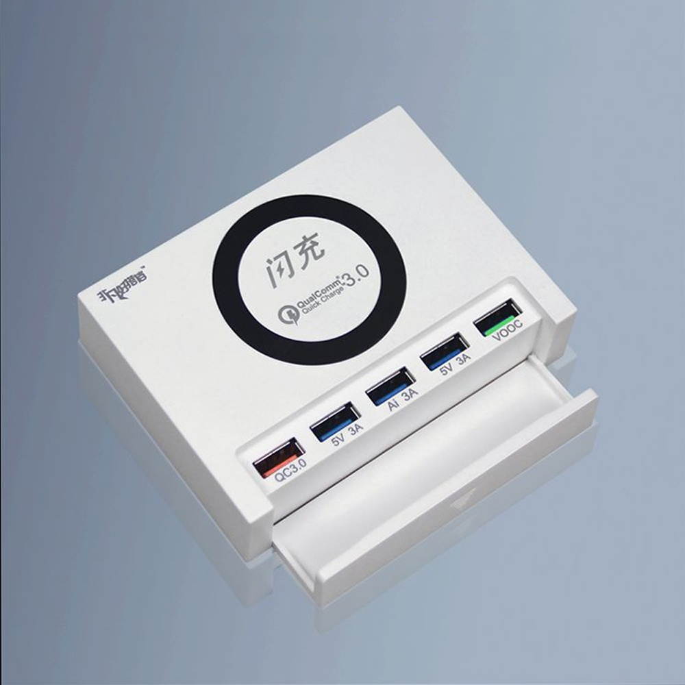 5 USB Ports Fast Charging USB Charger Adapter For iPhone 8Plus XS 11 Pro P30 Pro Mate 30 S10+ Note 10 Gold/Upgrade version