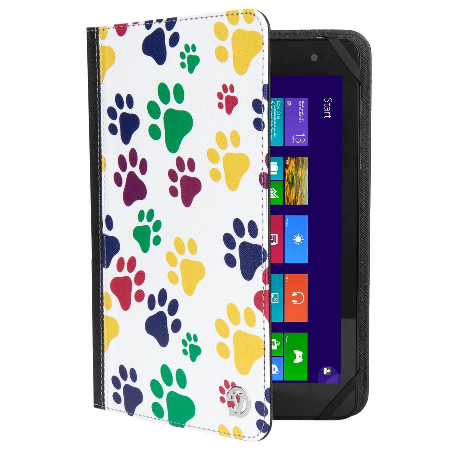 Mary 2.0 Tablet Cover Case Folding Stand fits 7 to 8 Inch Tablet Devices (Puppie Paw Prints)