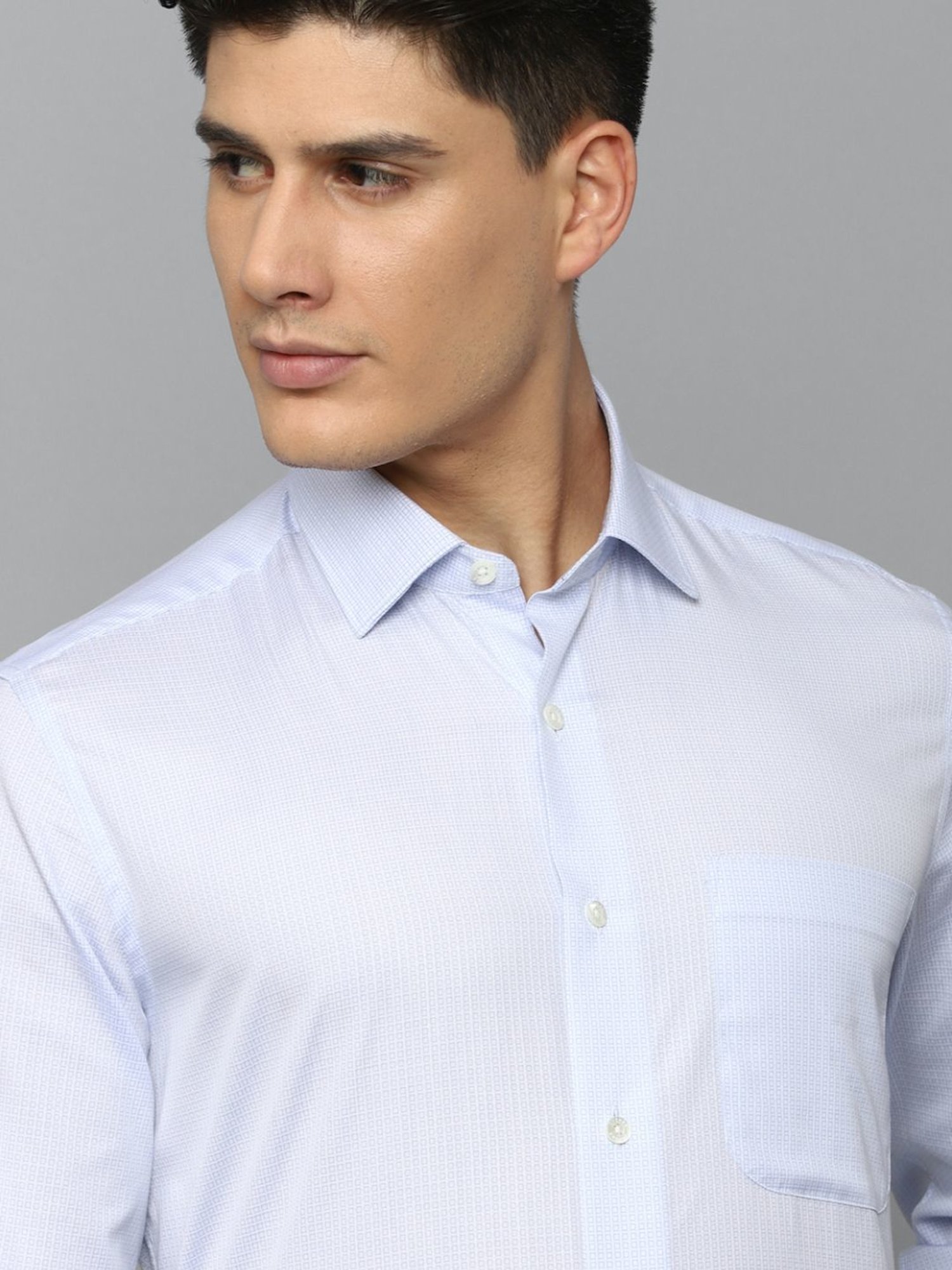 Luxure By Louis Philippe Blue Cotton Regular Fit Checks Shirt