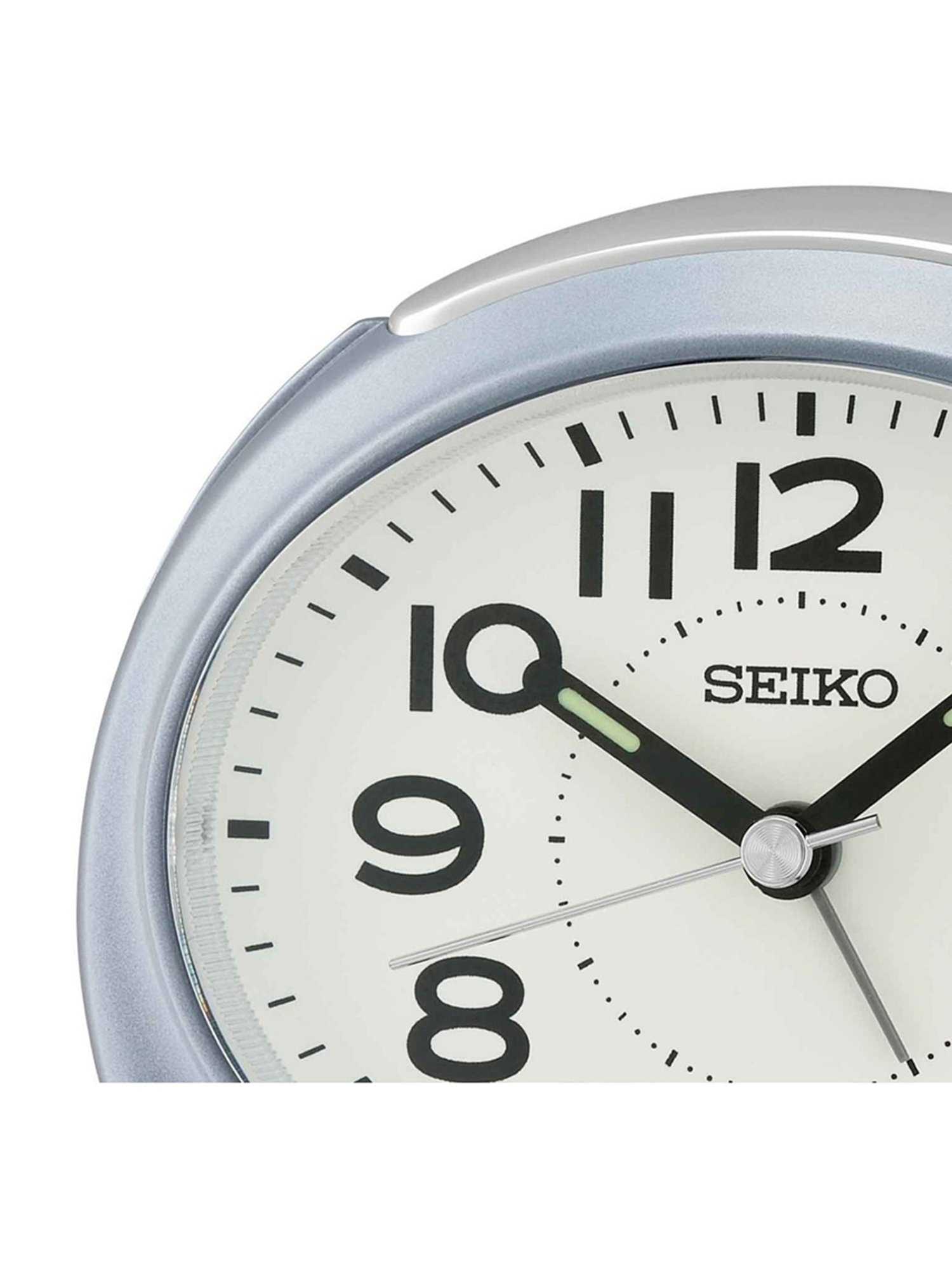 SEIKO elegant white & blue plastic table clock