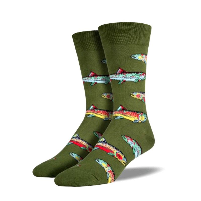 Novelty Socks Trout Parrot Green Crew Fishing Lake Socksmith  -  Socks