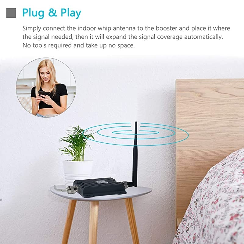 Cell Phone Signal Booster for Home and Office | 65dB Dual Band 12/17/13 Cellular Repeater Boost 4G LTE Data and Volte for Verizon and AT&T | Support Multiple Users | FCC Approved