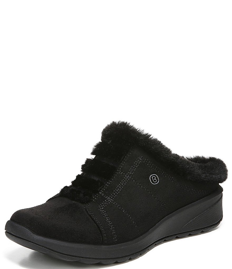 Bzees Golden Cozy Washable Slip-On Stretch Fabric Faux Fur Mules
