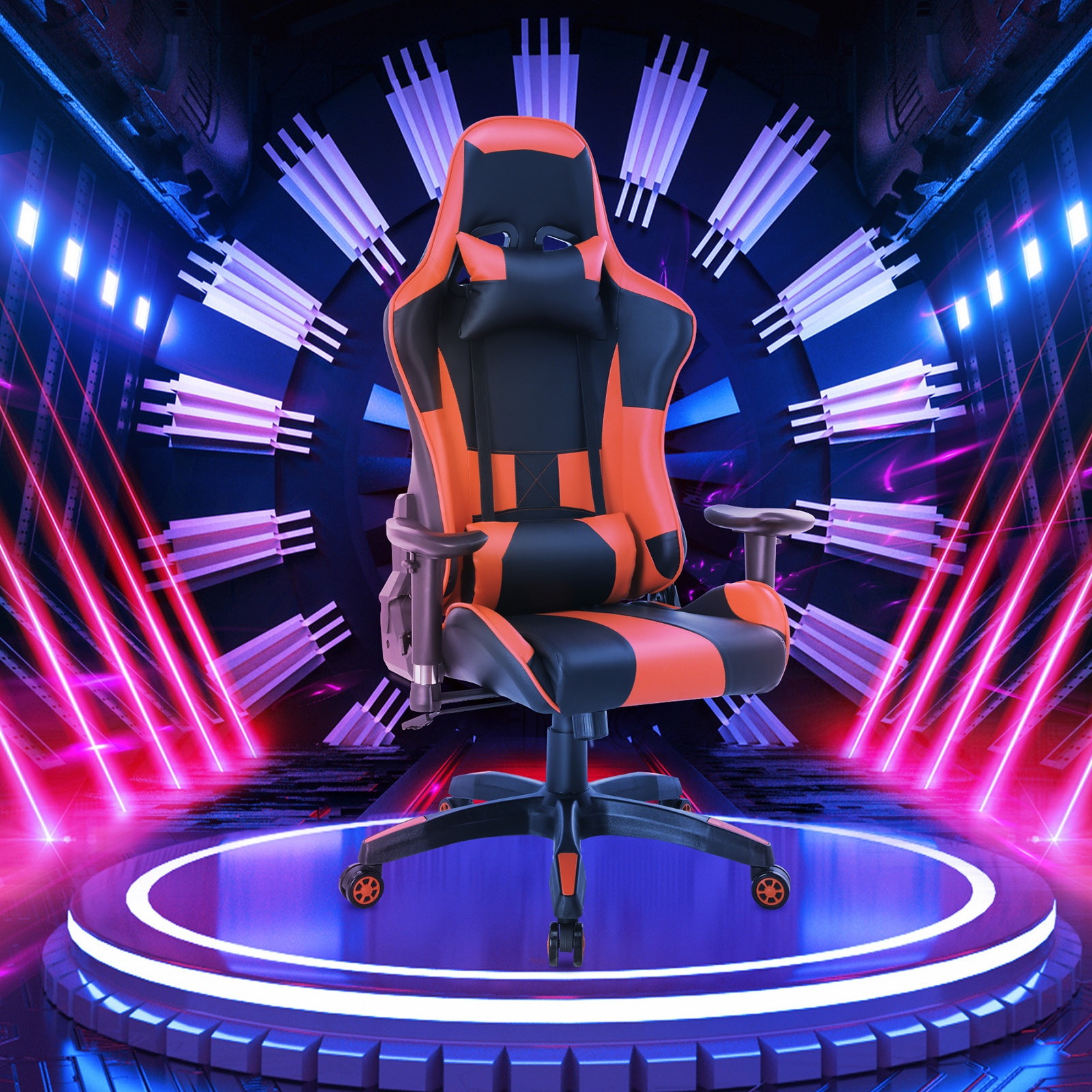 YOUTHUP Racing Style Gaming Chair Adjustable Ergonomic Computer Desk Chair,PU Leather Racing Reclining Swivel High Back Chair with Headrest and Lumbar Support,Pink