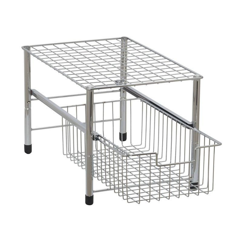 Household Essentials Single Pull-Out Basket Organizer Chrome