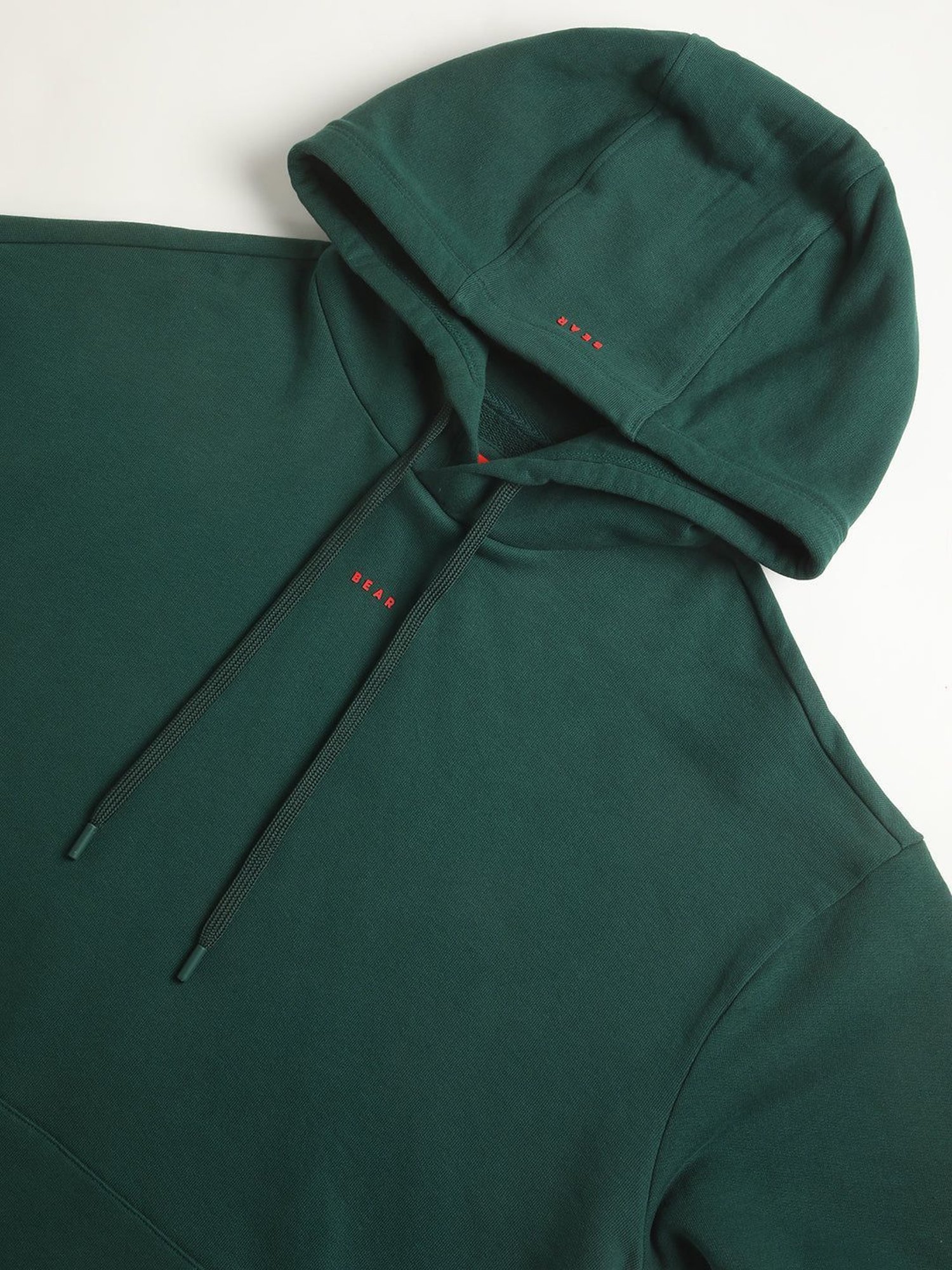 The Bear House Green Cotton Regular Fit Hooded Sweatshirt