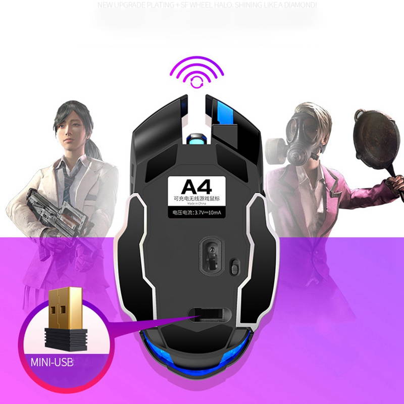 YINDIAO Wireless Gaming Mouse Ergonomic 6 Keys LED 1600 DPI Computer Charge Gamer Mice Silent Mouse for PUBG FPS Game