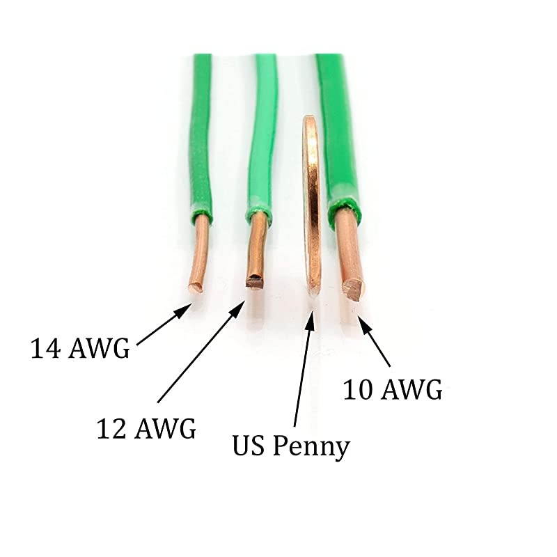 THHN Wire - 14 AWG - 10 Feet - Solid Copper Grounding Wire, Proudly Made in America - Ground Protection Satellite Dish Off-Air TV Signal - UV Jacketed Antenna Electrical Shock