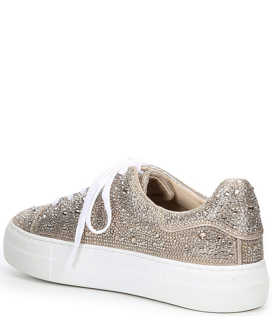 Blue by Betsey Johnson Sidny Rhinestone Embellished Platform Lace-Up Sneakers