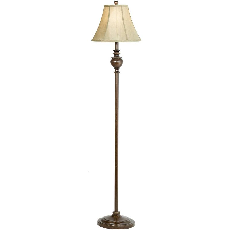 Barnes and Ivy Traditional Floor Table Lamps Set of 4 Bronze Beige Bell Shade for Living Room Family Bedroom Bedside Nightstand