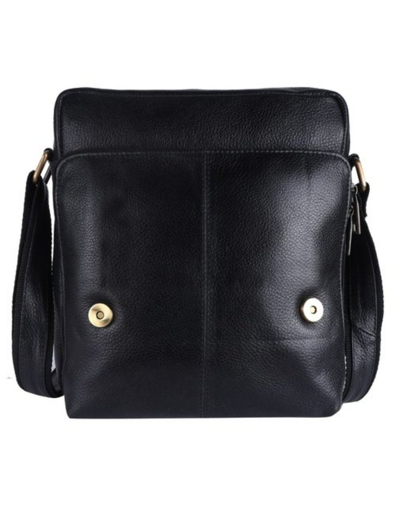 HiLEDER Black Textured Medium Leather 11 inch Cross Body Bag