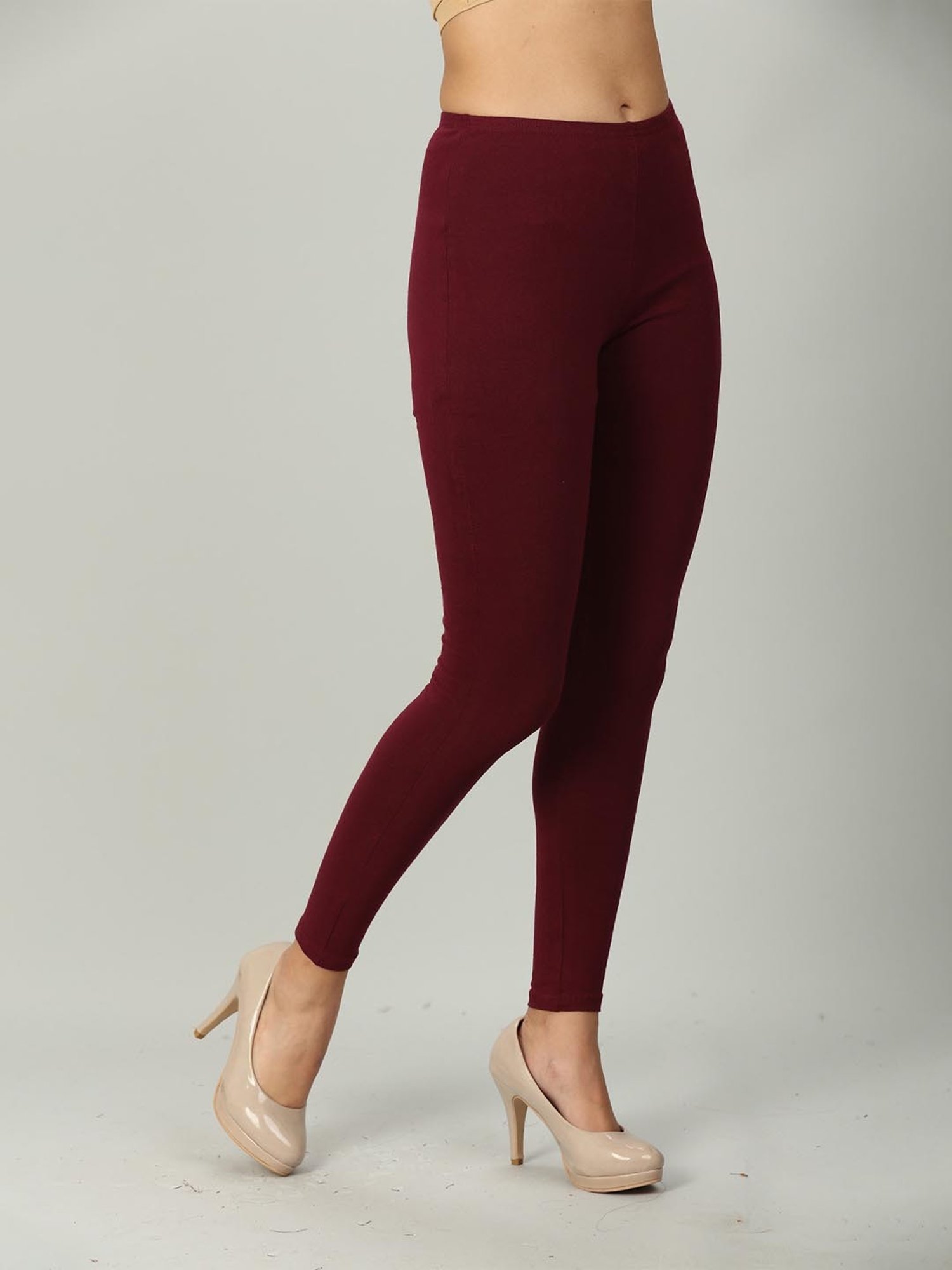 Mustard Maroon Regular Fit Leggings