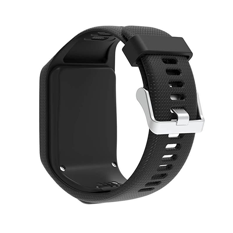 Bands for Tomtom Runner 23 StrapCompatible with Spark 3Golfer2AdventurerRubber Replacement Band for Screen ProtectorGPS Smart Watch AccessoriesBlack