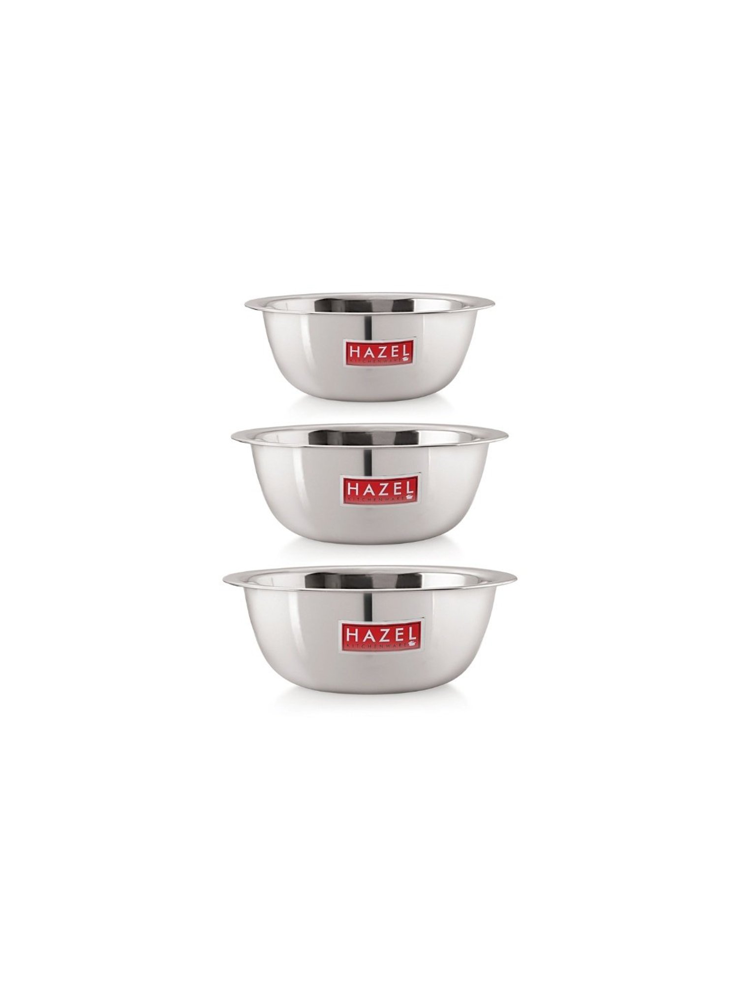HAZEL Silver Stainless Steel Mixing Bowl - Set of 3 (2.1L)