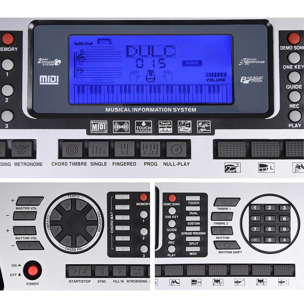 Electronic Piano Keyboard 61 Key Music Key Board Piano With X Stand Heavy Duty