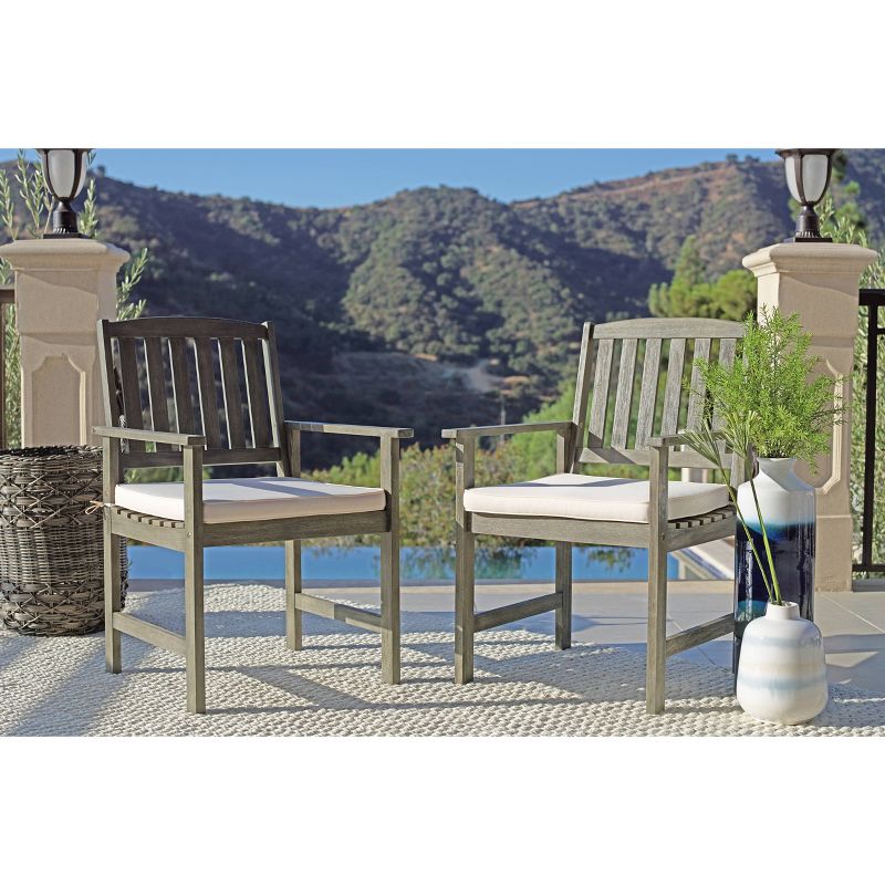 Zen4pc Outdoor Wood Chat Set with Cushions - Dark Gray - Coaster