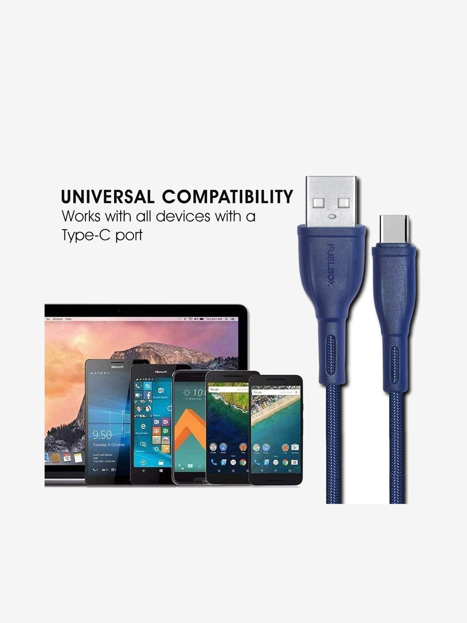 Moerdon SCB138 Fast Charging Data transfer Cable with LED indicator (Black)