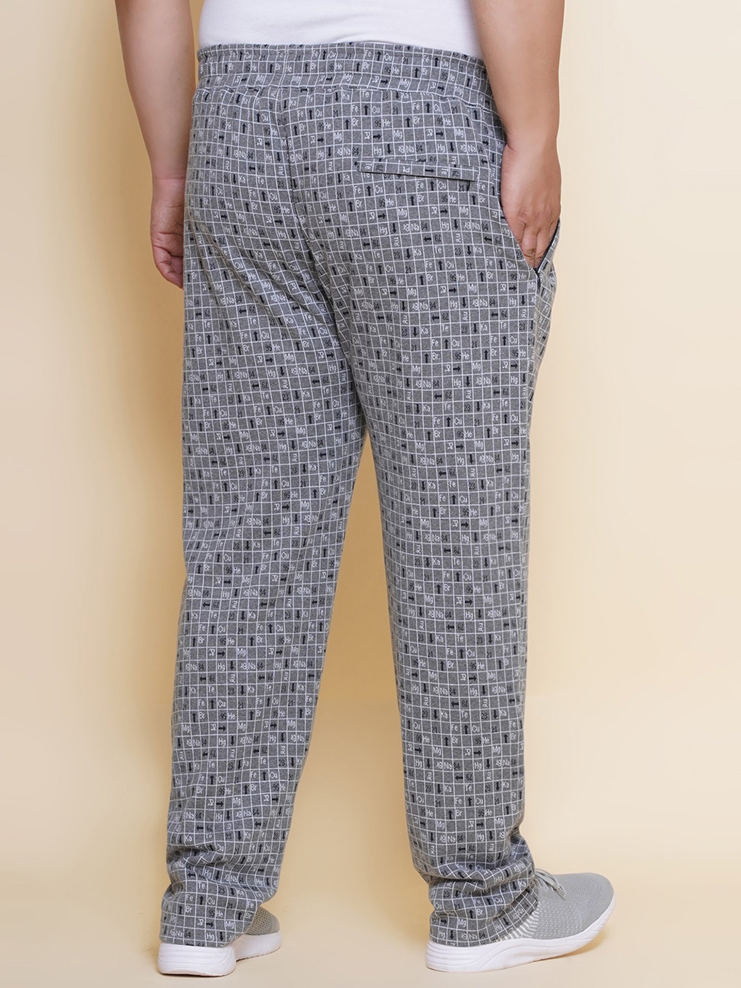 John Pride Grey Regular Fit Printed Plus Size Trackpants