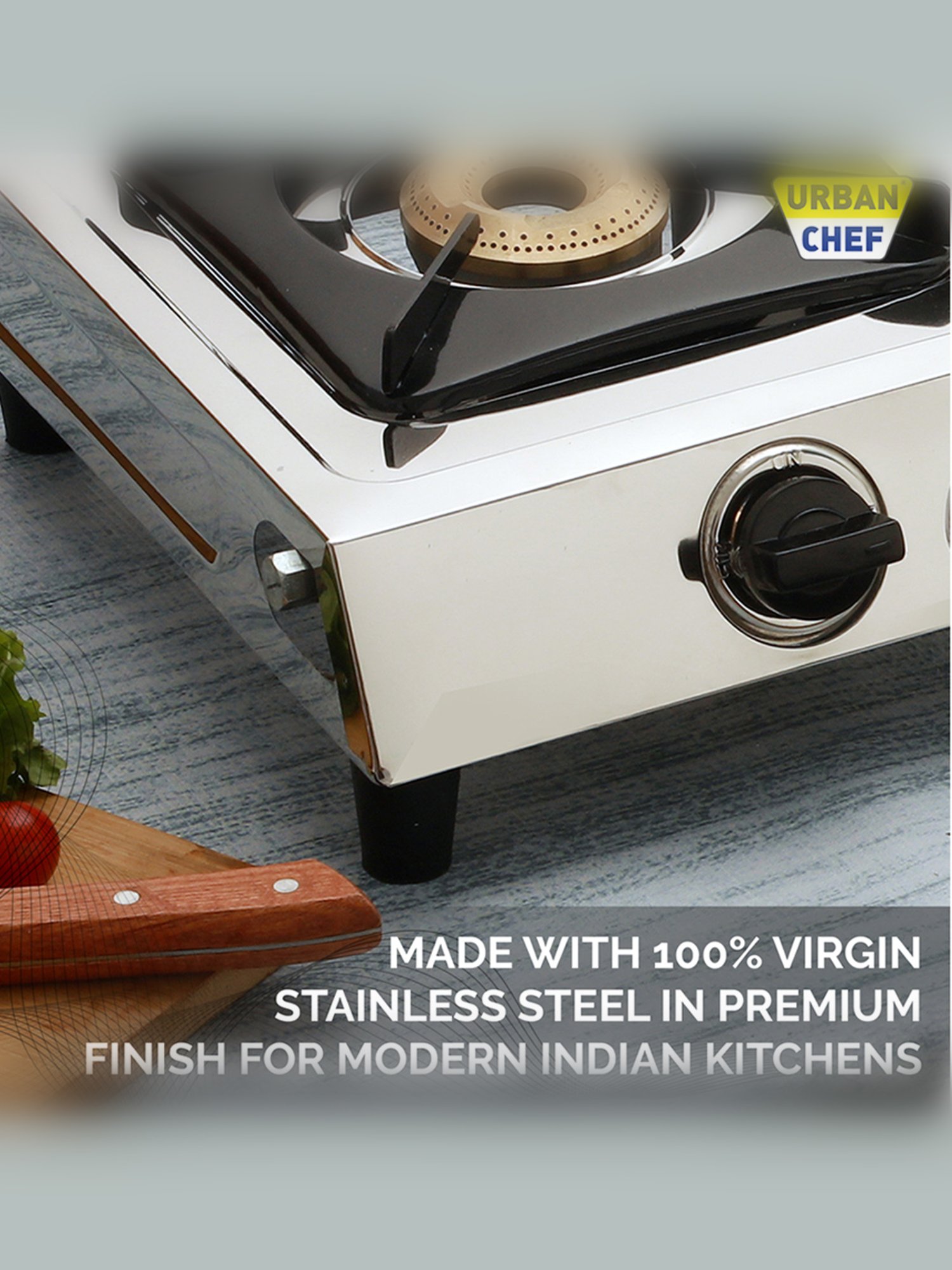 Urban Chef Gas Stove with Single Burner ( Silver/Black )