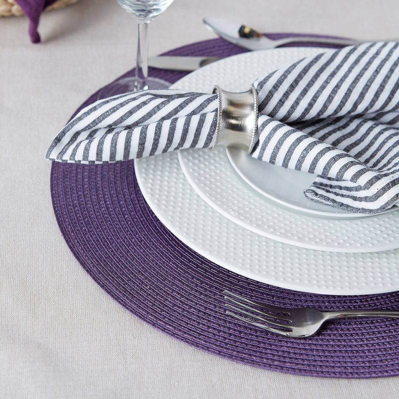 Set of 6 Variegated Round Woven Placemat Purple - Design Imports