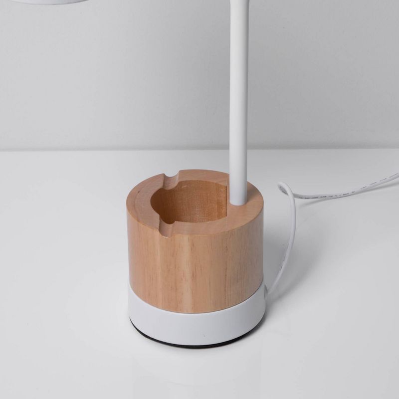 Wood Trim Desk Lamp (Includes LED Light Bulb) Brown/White - Merkury Innovations