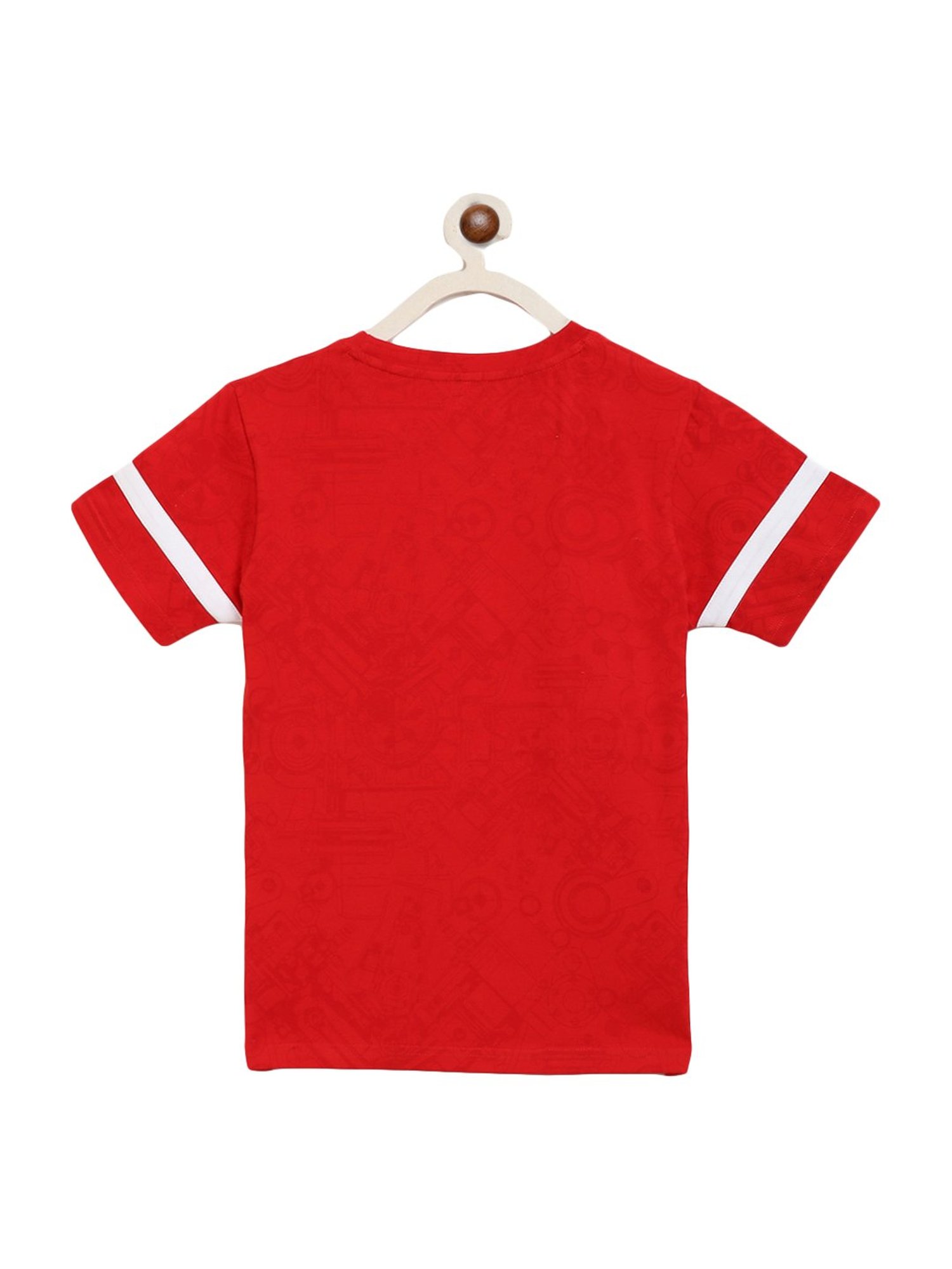 Li'l Tomatoes Kids Red Cotton Printed T-Shirt & Mask