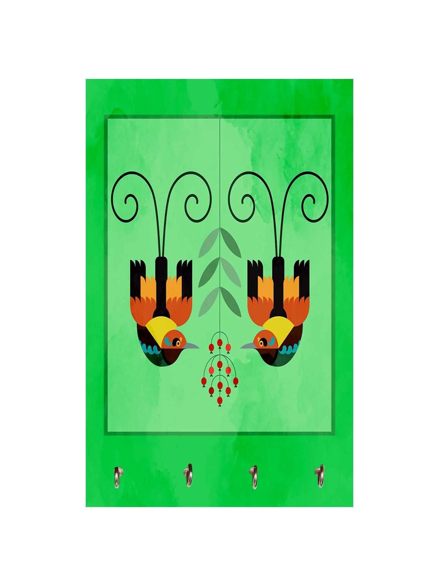 999Store Green & Orange MDF  Key Holder - Set of 1